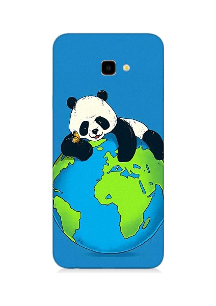 Samsung Galaxy J4 Plus Uyumlu Yorgun Panda ve Dünya Desenli Silikon Kılıf