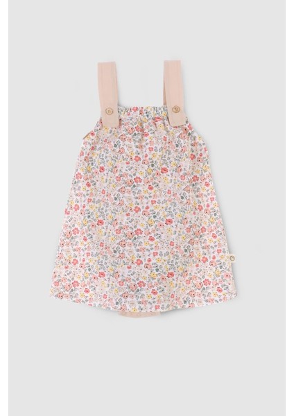 Çiçek Desenli Bebek Zıbın Elbise Organik Pamuk