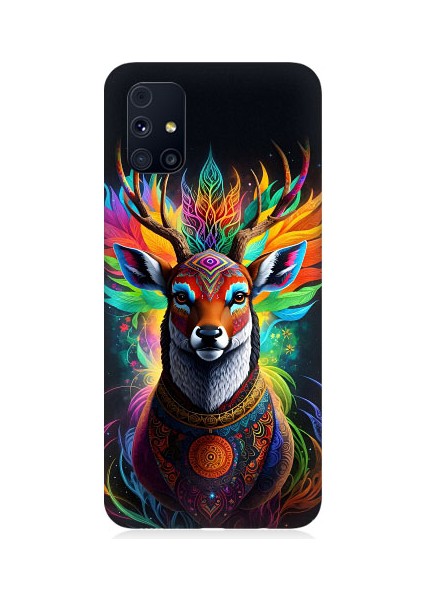Samsung Galaxy M31S Uyumlu Mistik Ala Geyik Desenli Silikon Kılıf