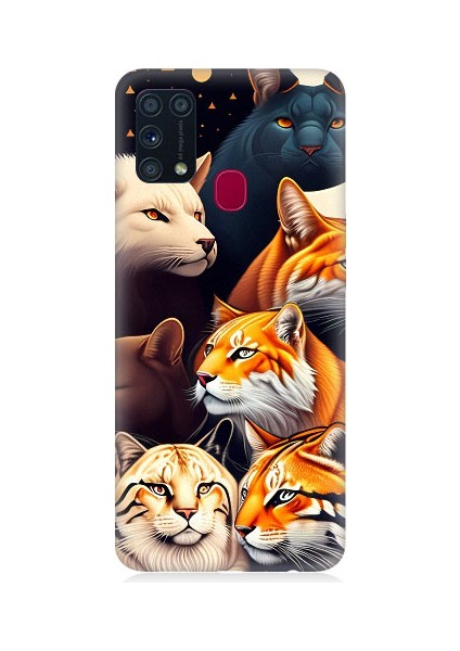 Samsung Galaxy M31 Uyumlu Renki Kedi Türleri Desenli Silikon Kılıf