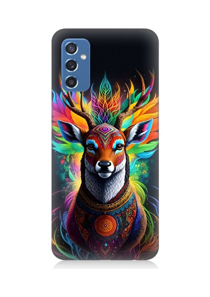 Samsung Galaxy M52 Uyumlu Mistik Ala Geyik Desenli Silikon Kılıf