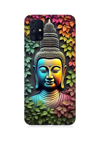 Samsung Galaxy M31S Uyumlu Budha ve Sarmaşık Yapraklar Desenli Silikon Kılıf