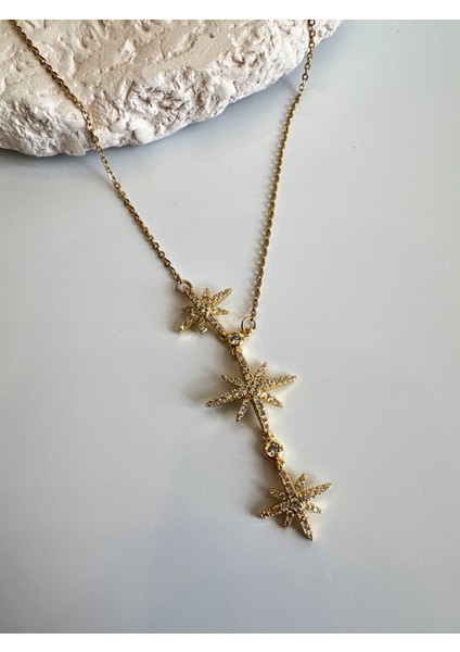 Kuzey Yıldızı Detaylı Zirkon Taşlı Çelik Kolye modelleri