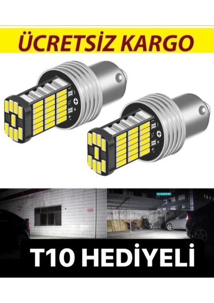 BA15S 1156 P21W 45 LED Geri Vites.sinyal.stop Ampulü 2 Adet 1 Takım 2 Adet -Beyaz