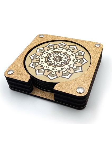 Bohem Desenli Baskılı Ahşap Bardak Altlığı 6'lı Takım, Ofis Aksesuarı, Masa Aksesuarı, Çay Kahve Içecek Altlığı, Masa Üzeri Koruyucu Altlık indirimleri