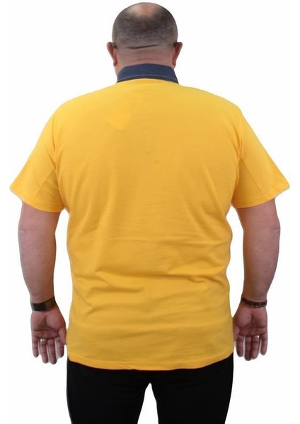 Büyük Beden Polo Kot Yaka Tişört 23420 Sarı modelleri
