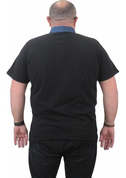 Büyük Beden Polo Kot Yaka Tişört 23420 Sıyah modelleri