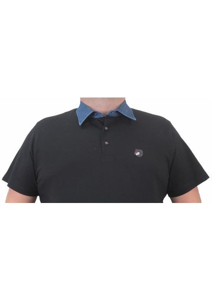 Büyük Beden Polo Kot Yaka Tişört 23420 Sıyah fırsatları