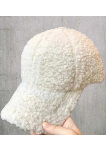 Trend Teddy Peluş Beyaz Cap Şapka modelleri