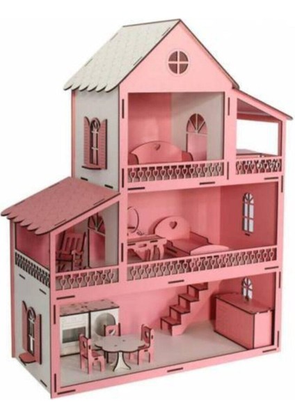 Ahşap Barbie Oyun Evi Kız Evcilik Oyuncak Ahşap Eşyalı Eğitici modelleri