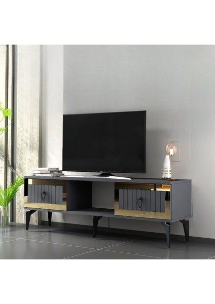Linda Tv Sehpası (Alt Modül) Antrasit-Altın fiyatları