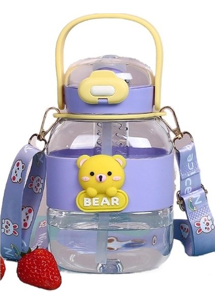 Sevimli Plastik Kupalar Çocuk Büyük Göbek Kupa Pipetli Kupa Doğa Sporları Su Şişesi Ton Ton Kova (Yurt Dışından)