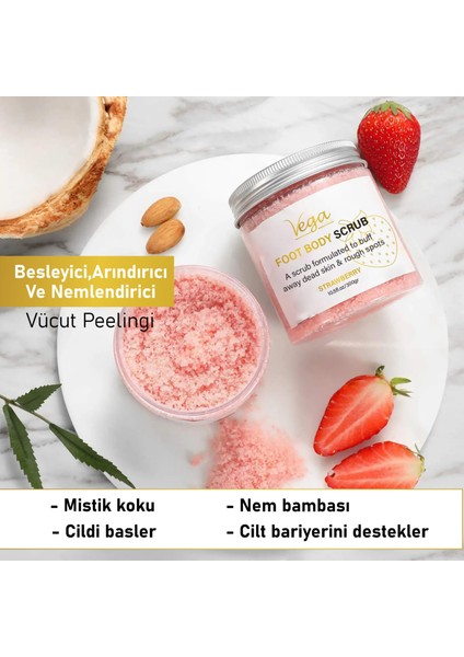 Body Scrub Besleyici Arındırıcı Nemlendirici Vücut Peelingi 300 gr Strawberry