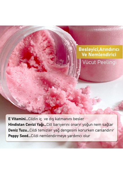 Body Scrub Besleyici Arındırıcı Nemlendirici Vücut Peelingi 300 gr Strawberry