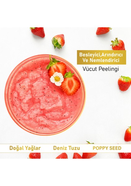 Body Scrub Besleyici Arındırıcı Nemlendirici Vücut Peelingi 300 gr Strawberry