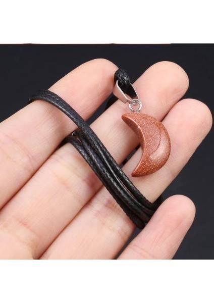 Gerdanlık Çakra Hilal Doğal Kahverengi Ay Taşı Kadın Kolye fırsatları