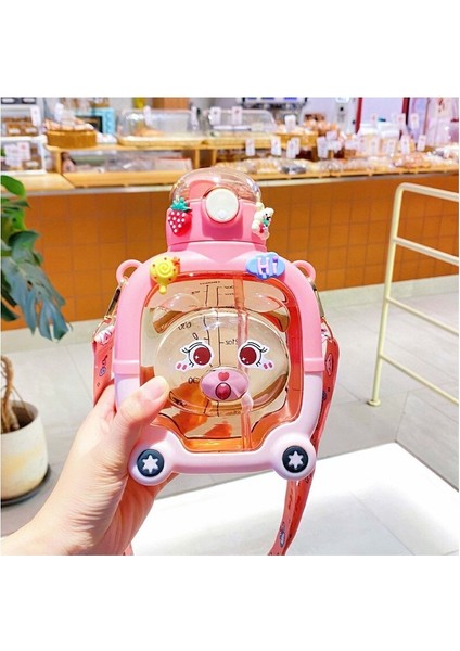 Dmxtop 1000ML Çıkartmalı Karikatür Su Şişesi - Yeşil (Yurt Dışından)