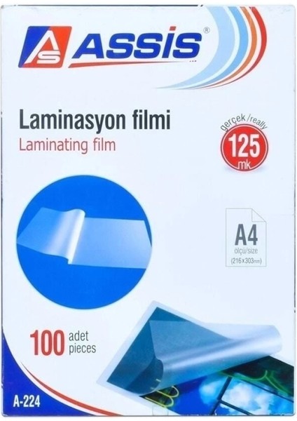 Laminasyon Filmi A4 100'lü Paket