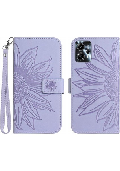 Motorola Moto G23/MOTOROLA Kart Yuvaları Tutucu ile Kabartmalı Ayçiçeği Için Kılıf (Yurt Dışından)