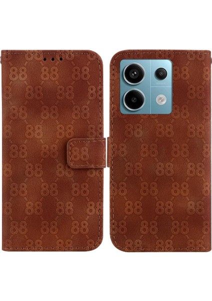 Telefon Kılıfı Için Xiaomi Poco X6 Cüzdan Kapak Pu Deri Çift 8 Kabartmalı (Yurt Dışından)