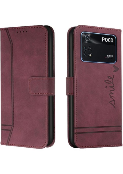 Telefon Kılıfı Için Xiaomi Poco M4 Pro 4g Kart Yuvaları Kapak Flip Folio Cüzdan Pu (Yurt Dışından)