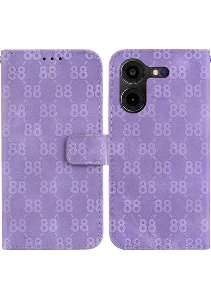 Tecno Pova 5 Pro Kickstand Çift 8 Kabartmalı Pu Deri Için Telefon Kılıfı (Yurt Dışından)