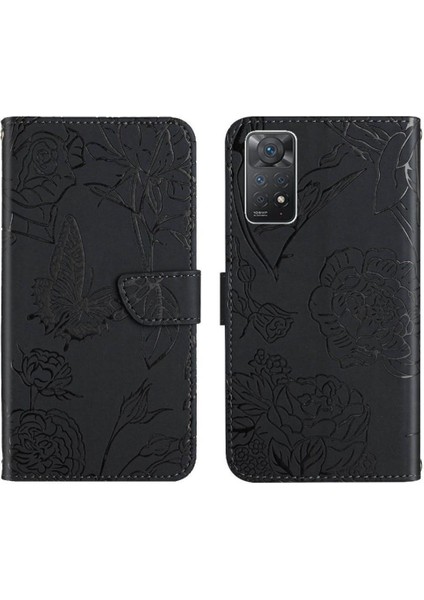 Xiaomi Redmi Not 11 Pro Çiçekler ve Bilek Kayışı ile Kelebekler Için Kılıf (Yurt Dışından)