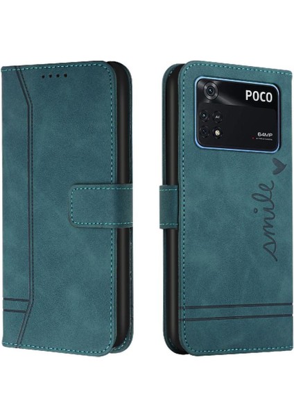 Telefon Kılıfı Için Xiaomi Poco M4 Pro 4g Kart Yuvaları Kapak Flip Folio Cüzdan Pu (Yurt Dışından)