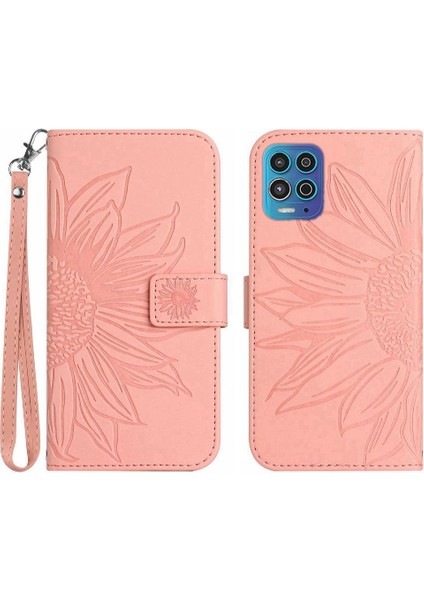 Motorola Moto G100 Kabartmalı Ayçiçeği Kart Yuvaları Tutucu Pu (Yurt Dışından)