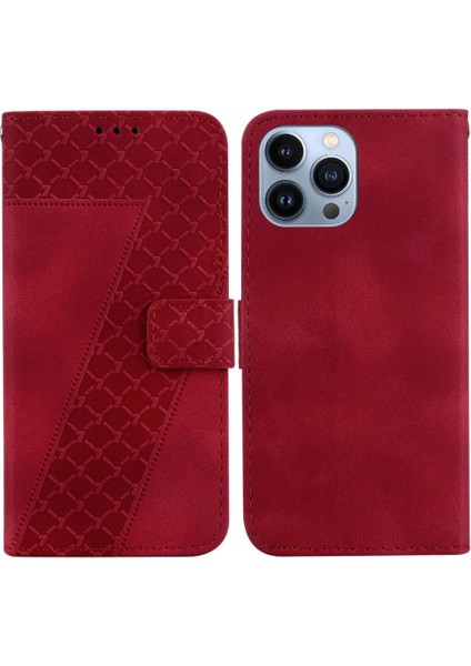 Iphone 15 Için Telefon Kılıfı Pro Max Pu Deri Kabartmalı Desen Flip Folio (Yurt Dışından)