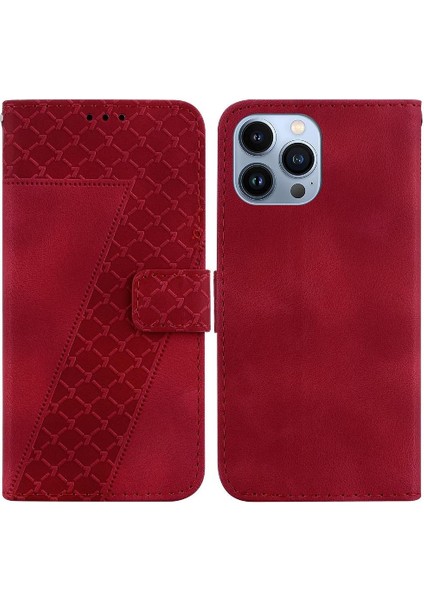 Iphone 14 Için Telefon Kılıfı Pro Max Flip Folio Kapak Kabartmalı Desen Cüzdan (Yurt Dışından)