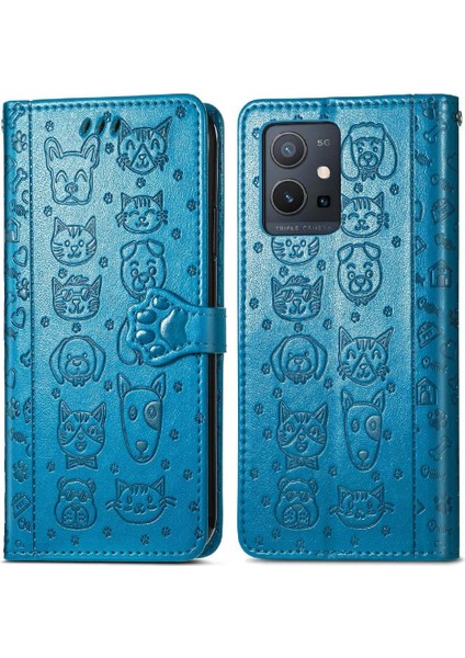 Vivo Y55 5g Kılıf Için Kılıf Kısa Kayış Karikatür Hayvanlar Kapak Çevirin (Yurt Dışından)