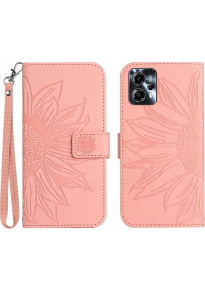 Motorola Moto G23/MOTOROLA Kart Yuvaları Tutucu ile Kabartmalı Ayçiçeği Için Kılıf (Yurt Dışından)