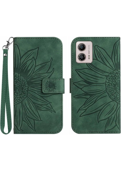 Motorola Moto G53 Flip Cüzdan Telefon Kılıfı Için Kılıf Kabartmalı Ayçiçeği Kısa (Yurt Dışından)