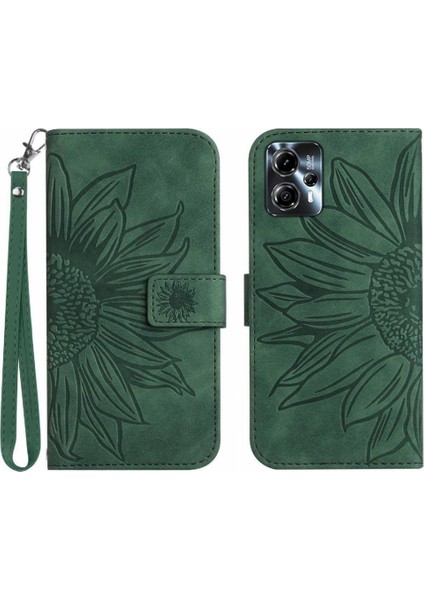 Motorola Moto G23/MOTOROLA Kart Yuvaları Tutucu ile Kabartmalı Ayçiçeği Için Kılıf (Yurt Dışından)