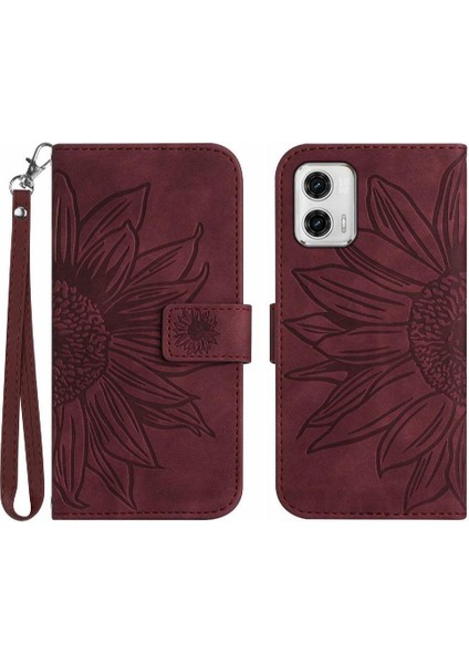 Motorola Moto G73 Kabartmalı Ayçiçeği Kart Yuvaları Tutucu Kısa (Yurt Dışından)