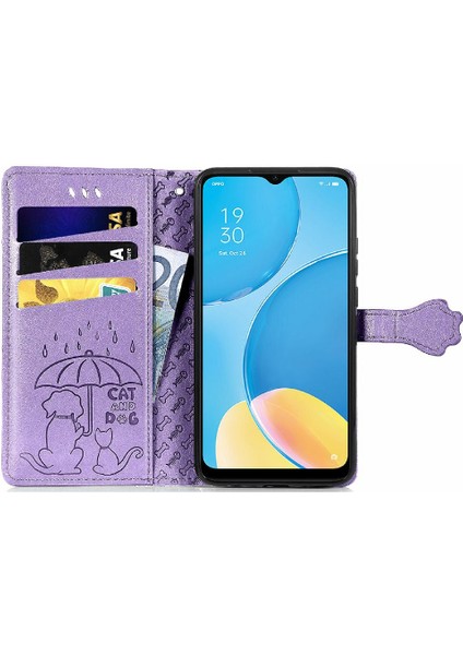 Oppo A15 Flip Kapak Kılıf Için Kılıf Darbeye Kısa Kayış Karikatür (Yurt Dışından)