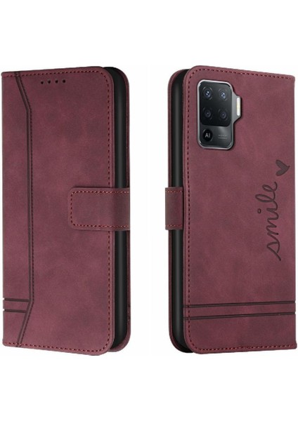 Oppo Phone 5 Lite Için Telefon Kılıfı Kart Yuvaları Kapak Pu Deri El Kayışı (Yurt Dışından)