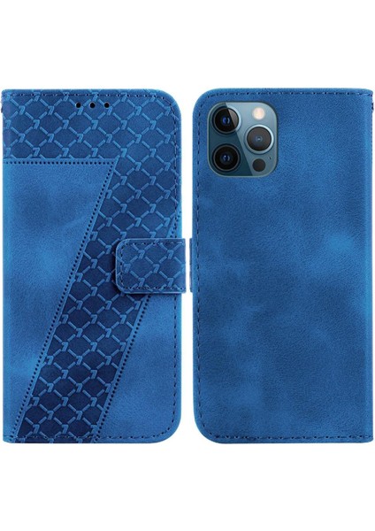 Iphone 12 Için Telefon Kılıfı Pro Max Kart Yuvası Fonksiyonu Kabartmalı Desen Flip (Yurt Dışından)