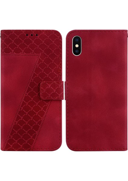 Telefon Kılıfı Için iphone X/xs Kabartmalı Desen Kart Yuvası Fonksiyonu Flip Folio (Yurt Dışından)