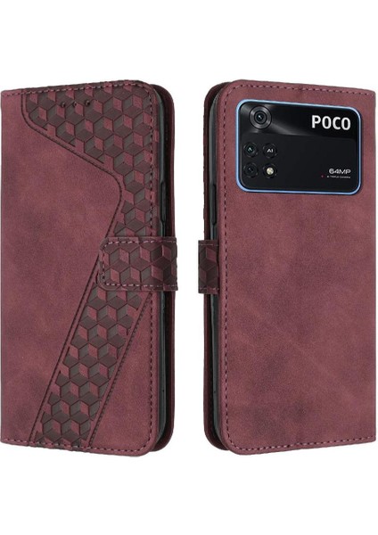 Telefon Kılıfı Için Xiaomi Poco M4 Pro 4g Kickstand Cüzdan Flip Folio Kart (Yurt Dışından)
