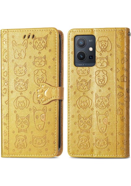 Vivo Y55 5g Kılıf Için Kılıf Kısa Kayış Karikatür Hayvanlar Kapak Çevirin (Yurt Dışından)