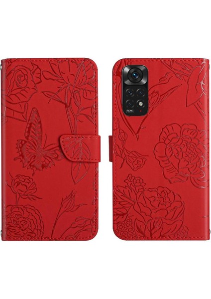 Xiaomi Redmi Için Not 11 4G/11S Çiçekler ve Kelebekler Darbeye Pu (Yurt Dışından)