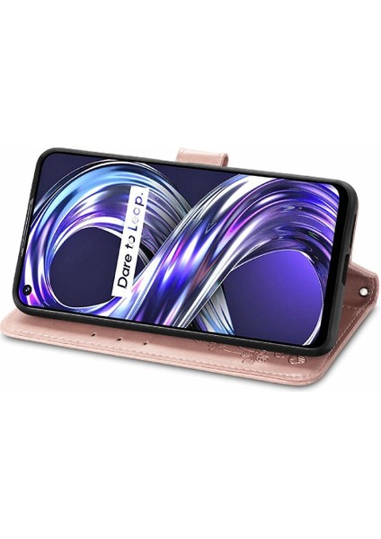 Realme 8i Flip Kapak Için Dört Yapraklı Yonca Kısa Kayış Deri Kılıf (Yurt Dışından) fiyatları