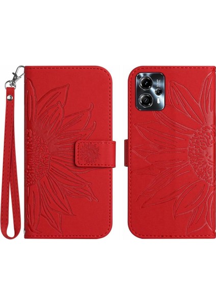 Motorola Moto G23/MOTOROLA Kart Yuvaları Tutucu ile Kabartmalı Ayçiçeği Için Kılıf (Yurt Dışından)