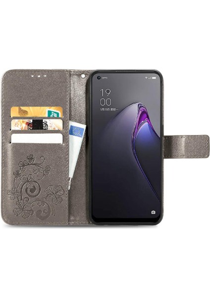 Oppo Oppo 8 Deri Kılıf Kapak Kapak Dört Yapraklı Yonca Kısa Kayış (Yurt Dışından)