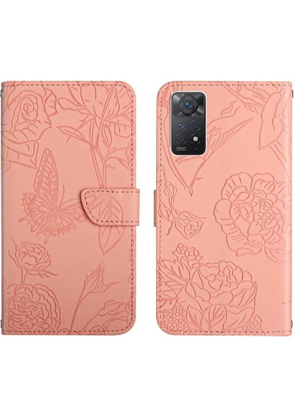 Xiaomi Redmi Not 11 Pro Çiçekler ve Bilek Kayışı ile Kelebekler Için Kılıf (Yurt Dışından)