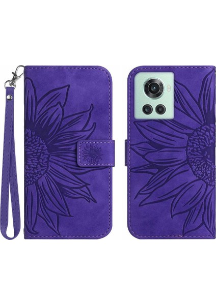 Oneplus 10R Kabartmalı Ayçiçeği Flip Cüzdan Telefon Kılıfı Için Kılıf Lüks Pu (Yurt Dışından)