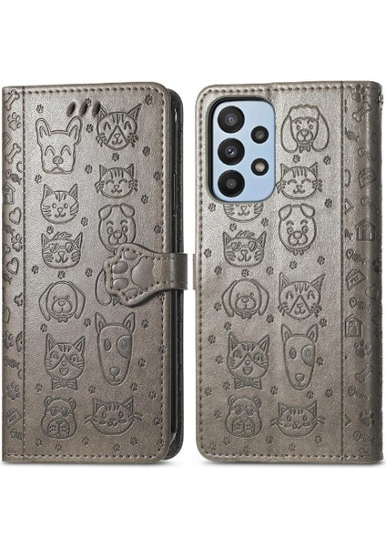 Samsung Galaxy A23 Kılıf Için Kılıf Kısa Kayış Karikatür Hayvanlar Flip (Yurt Dışından)