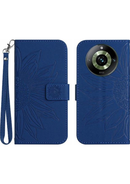 Realme 11 Pro Flip Cüzdan Telefon Kılıfı Için Kart ile Kabartmalı Ayçiçeği (Yurt Dışından)